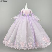 Purple Handmade Clothes Princess Dress For Barbie Doll Outfits 1/6 Dolls Accessories Puff Sleeve Bowknot Party Gown Toys