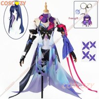 Seele Cosplay Wig Costume New Game Honkai Star Rail Cosplay Wigs Seele Purple Dress Suit Long Hair Halloween Party Roleplay Suit