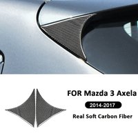 Carbon Fiber Car Hatchback Tail Wing Rear Bumper Trim Lip Spoiler Triangle Panel Decoration Sticker For Mazda 3 Axela 2014-2017