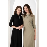 AS 2024 summer woman polo dress maxi length high quality pique fabric dress with invisible zipper slit ( Ship out in 1 day)
