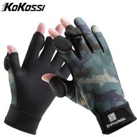KoKossi 1Pair Winter Fishing Gloves Touch Screen Thickened Silicone Anti-slip Waterproof Wear-resistant Flip Finger Bike Gloves