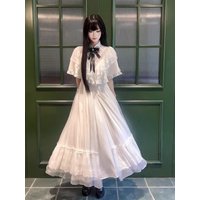 French Elegant Y2K Women Midi Dress Lace Evening Party Slim Fit Fairy Lolita Vintage Patchwork Formal Casual Wear Autumn New