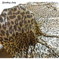 Fashion Leopard Print Glomesh Aluminum Chainmail Fabric Sparkle Metal Sequin Mesh Fabrics Cuttable for Women Party Dresses Tops