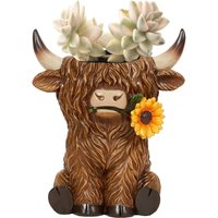 Highland Cow Plant Pots Resin Cute Animal Succulent Planter Flower Pot for Home Garden Office Desktop Decoration