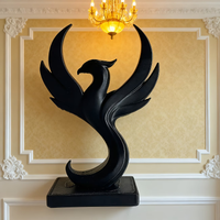 1pc Elegant Minimalist Black Phoenix Statue Decor - Modern Plastic Figurine Shelf Decoration
