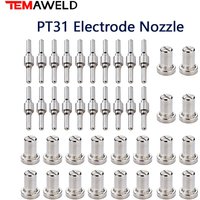 40pcs PT31 Plasma Cutting Torch Consumable Cutting Extended Long Plasma Cutter Kit 40A PT31 Plasma Torch Tip Electrode Nozzle