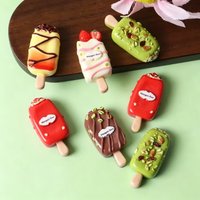 10Pcs Flatback Resin Cartoon Ice Cream Charms, Mini Dessert Cabochons for DIY Hair Bow and Phone Case Decoration