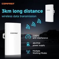 3KM 2 Stück Comfast Outdoor Access Point 300Mbps 5.8GHz Langstrecken-WLAN-Router CPE zu CPE Signalverstärker mit 48V PoE Wasserdichter Brücke 11dBi Antenne Netzwerküberwachung AP