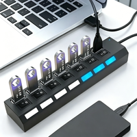 4/7 Ports LED High Speed USB 3.0 Hub 5Gbps Multi USB Ports Power Adapter Expander USB Splitter With Switch For Laptop Computer