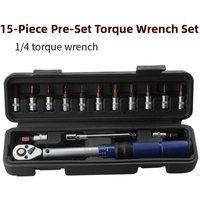 AliExpress NONE Professional 1/4” Drive Torque Wrench 15pcs Set 2-24N.m High-Strength Chrome Vanadium Steel -Bicycle Repair Socket Kit