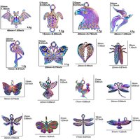 5pcs/Lot Rainbow Color Bat Suckle Vampire Fangs Wings Animal Pendant Metal Connector Charms For Keychain Making Supplies DIY