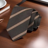 A Handcrafted Unisex Coffee Brown Striped Hand-Tied Tie, Classic Style, Versatile, a Must-Have for Back-To-School Season, Available in Multiple Colors Can Be Paired with Uniforms, Can Be Given as a