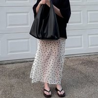 Talenza Summer Polka Dot Maxi Skirts Fashion Casual Contrast Loose Lace Skirts New High-Waisted Vintage Party Vacation Women's