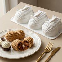 Peanut Shaped Cake Mold, 3 Cavity Non-Stick Gummy Peanut Silicone Mold for Chocolate, Fondant, Candy,Biscuits, Cookie,Jelly
