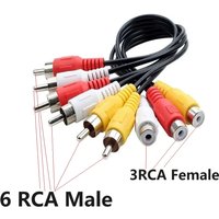 3 RCA Male To 6 RCA Female Plug 3 RCA Female To 6 RCA Male Splitter Audio Video AV Adapter Cable for TV DVD HD-TV RCA Cable