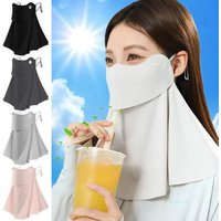 Summer Ice Silk Sun Protection Mask for Women UPF50+ Anti-UV Balaclava Scarf Outdoor Cycling Hiking 360° Face Neck Cover