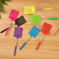Extendable Stainless Steel Fly Swatter Colorful Mesh Design Telescopic Handle for Indoor Outdoor Pest Control Lightweight