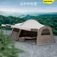2027Tunnel Tent Camping Waterproof Pretty One Bed Room And One Living Room Outdoor Family Shelter Tent