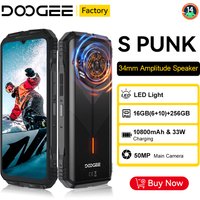 Global version DOOGEE S Punk Rugged Smartphone Android 14 6.58" FHD+90Hz IPS Screen 16GB(6+10)+ 256GB 10800mAh 50MP Mobile Phone