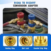 Universal R1234yf to R134a AC Charging Adapter Kit, Brass Quick Connect Coupler for Refrigerant Recovery and Filling