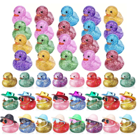 Multi-color sequined rubber duck toy duck, decorative rubber duck for summer beach activities, shiny duck for summer swimming