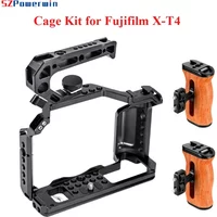 Powerwin For Fujifilm X-T4 XT4 Camera Cage Rig Kit with Wooden Handle Aluminum Alloy Multifunctional Arri Locating Screw