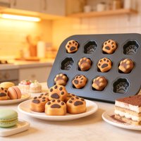 3D Cute Cat Claw Non-Stick Baking Mold Madeline Financier Cake Tray Metal Baking Form Perfect for Sweet Treats And Pastries