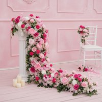 200cm Artificial Flower Row for Party Stage Wedding Backdrop Wall Arch Romantic Table Centerpiece Floral Decor Event Props