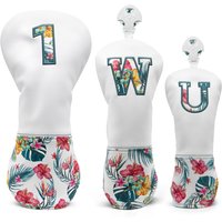 Golf Headcovers Korean Fashion Head Cover High Qaulity Driver Wood Cover Set White Premium Leather Driver Fairway Hybrid Golf