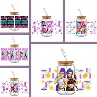 Hotsale Korean Singer Cartoon 16oz Libbey Glasses UV DTF Wrap Stickers Crystal DIY Selfadhesive Cup Decal for Gift Deco Mugs
