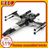 NEW 487PCS War Series Technology Character Warrior T-65 X-Wing Custom Building Blocks MOC Model Educational Assembly Toy Display