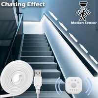 USB Motion Sensor LED Strip with Chase Effect Motion Activated Light for Stair Under Bed Under Cabinet