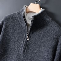 Half-high zipper cashmere sweater men's color-blocking thickened sweater loose business casual 100% pure cashmere knitted