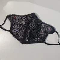 Gothic Lolita Lace Mask Sexy Woman Inlaid Diamond Gauze Half Face Mask Gothic Goddess Black Lace Face Mask with Rhinestones