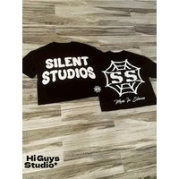 Silent Studios Spider Web T-Shirt 300G 100% Cotton Double Sided Print Casual Versatile Fashion Crew Neck Short Sleeve