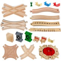 New All Kinds Wooden Track Parts Beech Wooden Railway Train Track Toy Accessories Fit for All Brands Wood Tracks Toys for Kids