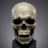 Movable Jaw Skull Mask Latex Full Head Horror Halloween Prop For Adult Cosplay Haunted House Party Realistic Face Costume