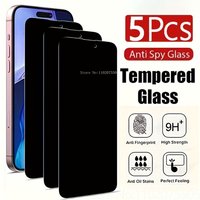 5Pcs Privacy Tempered Glass for IPhone 16E 16 Plus 17 Promax Screen Protector 15Plus 14 Promax 11 12Mini 13 Promax Full Coverage