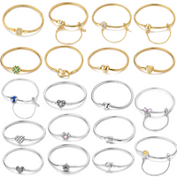 925 Sterling Silver Original 17-20CM Bracelet Four Leaf Clover Heart Ring Charms Beads Bracelet Fit DIY Jewelry Gift For Women