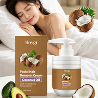 Hoygi Facial Hair Removal Cream Coconut Oil Moisturizing Skin Smoothing Quick Results Natural Gentle Painless Depilatory Cream
