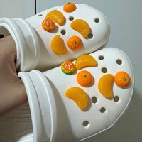 3D Cute Orange Fruit Lemon set Shoe Charms for Clogs Accessories DIY Slide Sandals Garden Shoe Decoration Buckles Pins Gifts