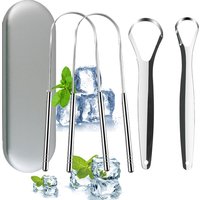 4-piece Stainless Steel Tongue Scraper for Cleaning Oral Tongue Coating, Adult Deodorizer U-shaped Tongue Scraper