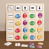 New Wooden Montessori Smart Toys Interactive Battle Board Game for Kids Mind Thinking Training Color & Direction Cognition