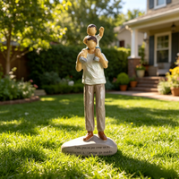 Vater mit Kind Harzfigur, Liebevolle Familienstatue, Warme Heimdekoration