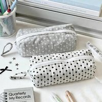 Multi-functional Polka Dot Design Pencil Case Large-capacity Soft Touch Stationery Pouch Stationery Organizer Back To School