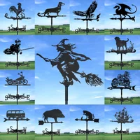 Weathervane, Metal Outdoor Garden Ironwork, Roof Courtyard Garden Decoration, Creative Furniture Chicken, Witch, Housewares New