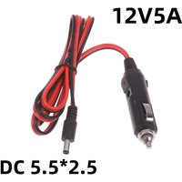 1Pcs Car Charger Power Cable 1.2 Meters DC5525 Universal 12V 5A Male Cigarette Plug Cable Connection Line With LED Light