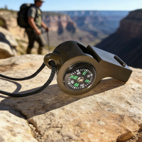 Emergency Survival Whistle 3-in-1 Emergency Whistles with Compass Thermometer Loud Safety Whistle Lanyard for Outdoor Hiking edc