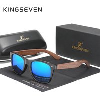 KINGSEVEN – lunettes de soleil en noyer pour hommes, monture en bois, verres polarisés en polycarbonate, faites à la main, protection UV400