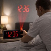 180° Rotating Projection LED Alarm Clock Time Temperature Display Calendar Display Projection Alarm Clock Brightness Adjustable